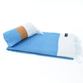Turkish Towel, Beach Bath Towel, Moonessa Helsinki Series, Handwoven, Combed Natural Cotton, 350g, Sweat Blue, horizontal