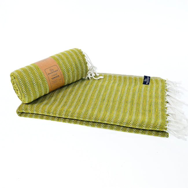 Turkish Towel, Beach Bath Towel, Moonessa Nairobi Series, Handwoven, Combed Natural Cotton, 470g, Khaki-Yellow, horizontal