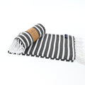 Turkish Towel, Beach Bath Towel, Moonessa Oxford Series, Handwoven, Combed Natural Cotton, 410g, Black-White, roll & horizontal