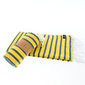 Turkish Towel, Beach Bath Towel, Moonessa Oxford Series, Handwoven, Combed Natural Cotton, 410g, Navy-Yellow, roll & horizontal 2