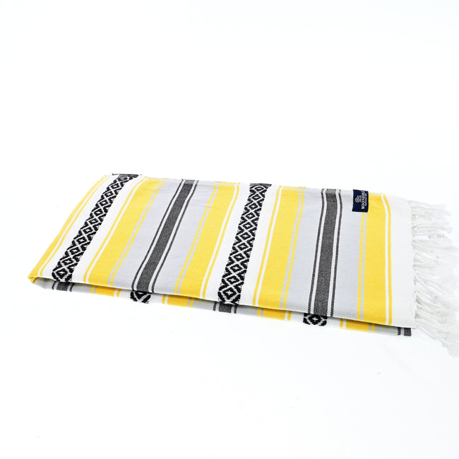 Turkish Towel, Beach Bath Towel, Moonessa Mexican Series, Handwoven, Combed Natural Cotton, 350g, Yellow, horizontal