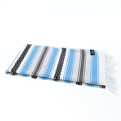 Turkish Towel, Beach Bath Towel, Moonessa Mexican Series, Handwoven, Combed Natural Cotton, 350g, Sweat Blue, horizontal