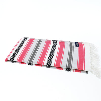 Turkish Towel, Beach Bath Towel, Moonessa Mexican Series, Handwoven, Combed Natural Cotton, 350g, Vermilon, horizontal