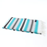 Turkish Towel, Beach Bath Towel, Moonessa Mexican Series, Handwoven, Combed Natural Cotton, 350g, Dark Turquoise, horizontal