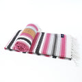 Turkish Towel, Beach Bath Towel, Moonessa Mexican Series, Handwoven, Combed Natural Cotton, 350g, Mauve, roll & horizontal 2