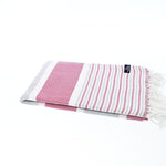Turkish Towel, Beach Bath Towel, Moonessa Gold Coast Series, Handwoven, Combed Natural Cotton, 420g, Grey-Mauve, horizontal
