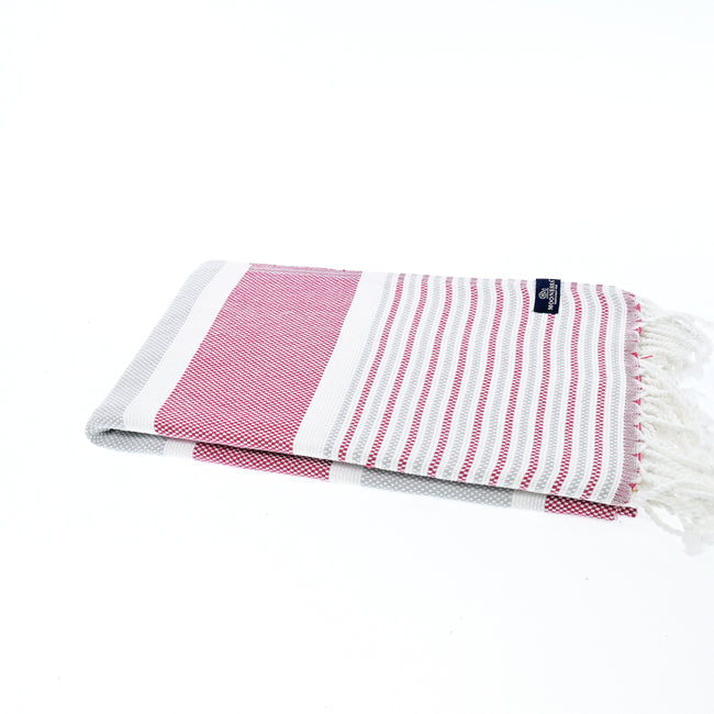 Turkish Towel, Beach Bath Towel, Moonessa Gold Coast Series, Handwoven, Combed Natural Cotton, 420g, Grey-Mauve, horizontal