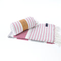 Turkish Towel, Beach Bath Towel, Moonessa Gold Coast Series, Handwoven, Combed Natural Cotton, 420g, Grey-Mauve, roll & horizontal