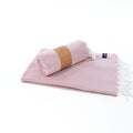 Turkish Towel, Beach Bath Towel, Moonessa Berlin Series, Handwoven, Combed Natural Cotton, 400g, Candy Pink, roll & horizontal