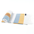 Turkish Towel, Beach Bath Towel, Moonessa Fremantle Series, Handwoven, Combed Natural Cotton, 340g, Orange-Blue-Grey, roll & horizontal 2
