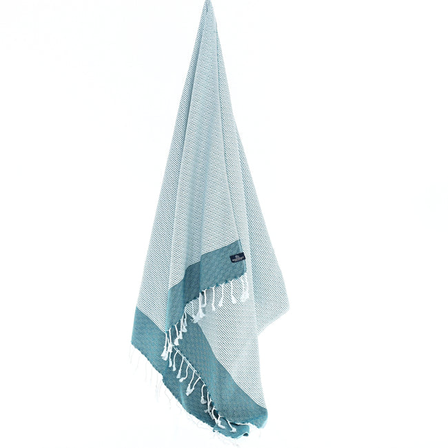 Turkish Towel, Beach Bath Towel, Moonessa Milan Series, Handwoven, Combed Natural Cotton, 410g, Teal, hanging