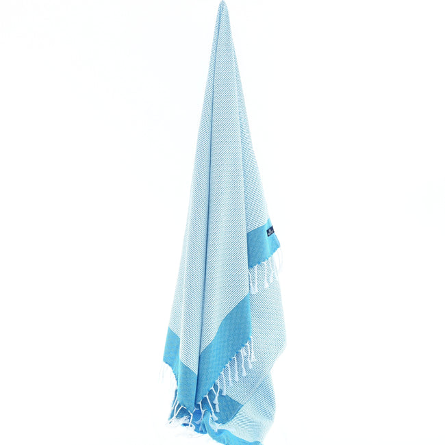 Turkish Towel, Beach Bath Towel, Moonessa Milan Series, Handwoven, Combed Natural Cotton, 410g, Turquoise, hanging