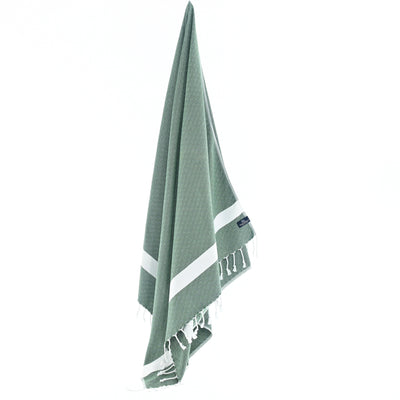 Turkish Towel, Beach Bath Towel, Moonessa Sydney Series, Handwoven, Combed Natural Cotton, 410g, Khaki Green, hanging