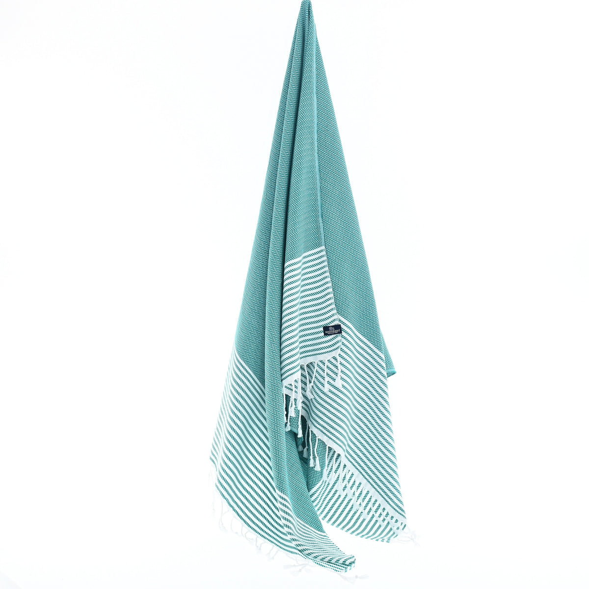 Turkish Towel, Beach Bath Towel, Moonessa Perth Series, Handwoven, Combed Natural Cotton, 400g, Teal, hanging