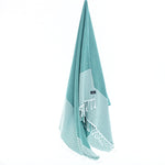 Turkish Towel, Beach Bath Towel, Moonessa Perth Series, Handwoven, Combed Natural Cotton, 400g, Teal, hanging