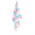 Turkish Towel, Beach Bath Towel, Moonessa Fremantle Series, Handwoven, Combed Natural Cotton, 340g, Tuquoise-Pink-Grey, hanging