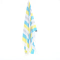 Turkish Towel, Beach Bath Towel, Moonessa Fremantle Series, Handwoven, Combed Natural Cotton, 340g, Turquoise-Yellow-Grey, hanging