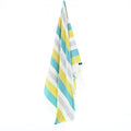 Turkish Towel, Beach Bath Towel, Moonessa Fremantle Series, Handwoven, Combed Natural Cotton, 340g, Teal-Yellow-Grey, hanging