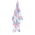 Turkish Towel, Beach Bath Towel, Moonessa Fremantle Series, Handwoven, Combed Natural Cotton, 340g, Vermilon-Blue-Grey, hanging
