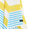 Turkish Towel, Beach Bath Towel, Moonessa Avalon Series, Handwoven, Combed Natural Cotton, 300g, Yellow-Turquoise, hanging close-up
