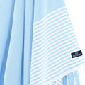 Turkish Towel, Beach Bath Towel, Moonessa Perth Series, Handwoven, Combed Natural Cotton, 400g, Light Blue, hanging close-up