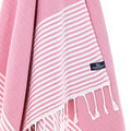Turkish Towel, Beach Bath Towel, Moonessa Perth Series, Handwoven, Combed Natural Cotton, 400g, Rose Pink, hanging close-up