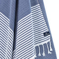Turkish Towel, Beach Bath Towel, Moonessa Perth Series, Handwoven, Combed Natural Cotton, 400g, Navy, hanging close-up