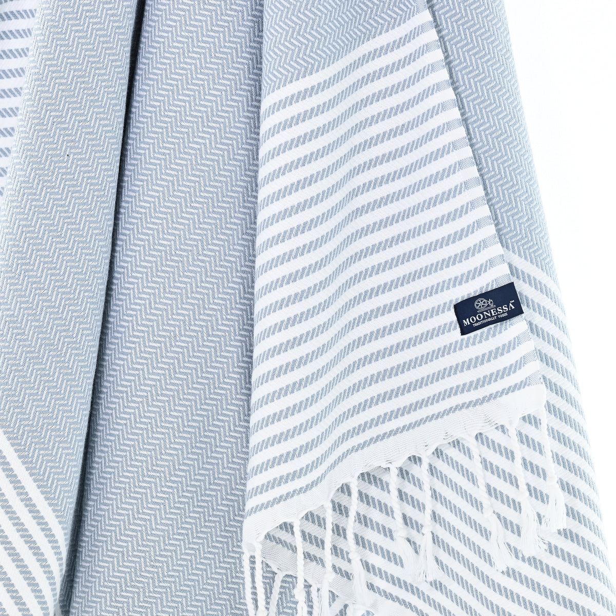 Turkish Towel, Beach Bath Towel, Moonessa Perth Series, Handwoven, Combed Natural Cotton, 400g, Grey, hanging close-up