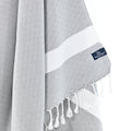 Turkish Towel, Beach Bath Towel, Moonessa Sydney Series, Handwoven, Combed Natural Cotton, 410g, Soft Grey, hanging close-up