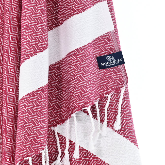 Turkish Towel, Beach Bath Towel, Moonessa Sydney Series, Handwoven, Combed Natural Cotton, 410g, Velvet, hanging close-up