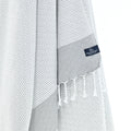 Turkish Towel, Beach Bath Towel, Moonessa Milan Series, Handwoven, Combed Natural Cotton, 410g, Grey, hanging close-up