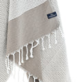 Turkish Towel, Beach Bath Towel, Moonessa Milan Series, Handwoven, Combed Natural Cotton, 410g, Mocha, hanging close-up