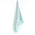 Turkish Towel, Beach Bath Towel, Moonessa Bondi Beach Series, Handwoven, Combed Natural Cotton, 330g, Pink-Mint, hanging