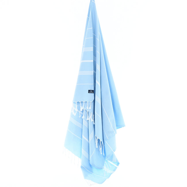 Turkish Towel, Beach Bath Towel, Moonessa Buldan Series, Handwoven, Combed Natural Cotton, 330g, Light Blue, hanging