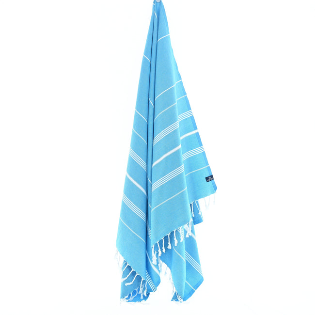 Turkish Towel, Beach Bath Towel, Moonessa Buldan Series, Handwoven, Combed Natural Cotton, 330g, Turquoise, hanging