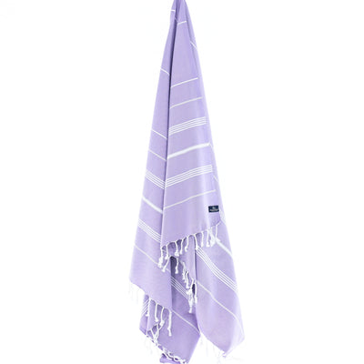 Turkish Towel, Beach Bath Towel, Moonessa Buldan Series, Handwoven, Combed Natural Cotton, 330g, Lilac, hanging