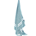 Turkish Towel, Beach Bath Towel, Moonessa Istanbul Series, Handwoven, Combed Natural Cotton, 490g, Teal-White, hanging