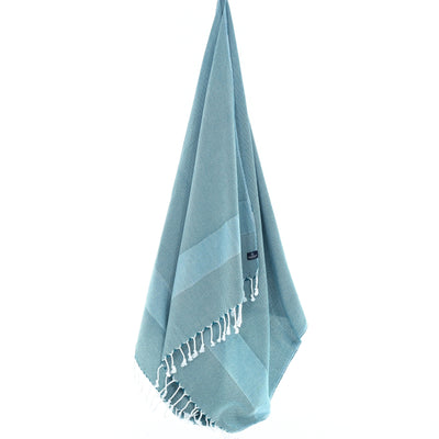 Turkish Towel, Beach Bath Towel, Moonessa Berlin Series, Handwoven, Combed Natural Cotton, 400g, Teal, hanging