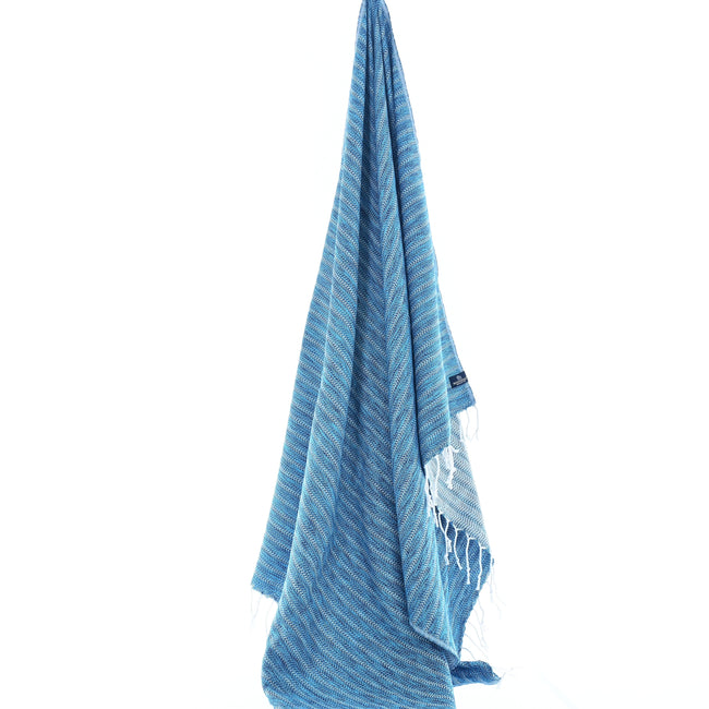 Turkish Towel, Beach Bath Towel, Moonessa Nairobi Series, Handwoven, Combed Natural Cotton, 470g, Navy-Turquoise, hanging