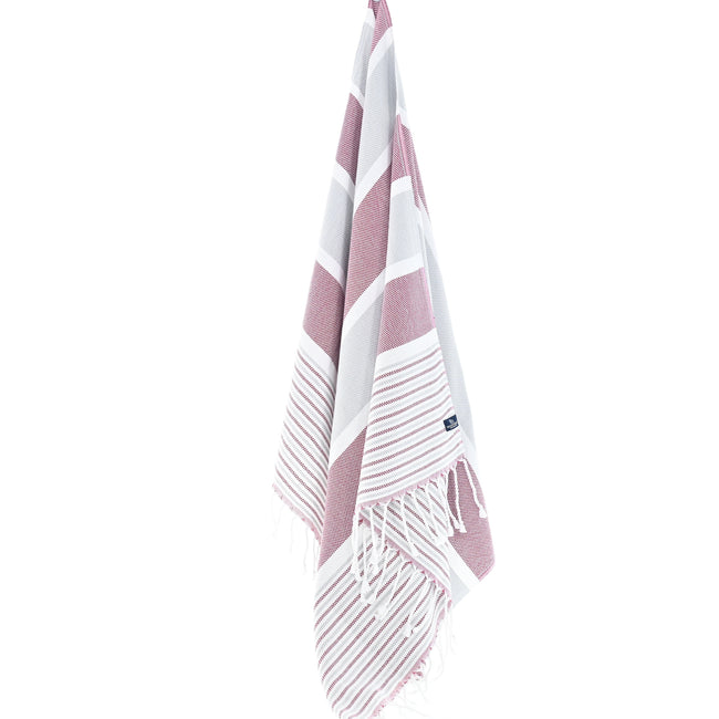 Turkish Towel, Beach Bath Towel, Moonessa Gold Coast Series, Handwoven, Combed Natural Cotton, 420g, Grey-Mauve, hanging