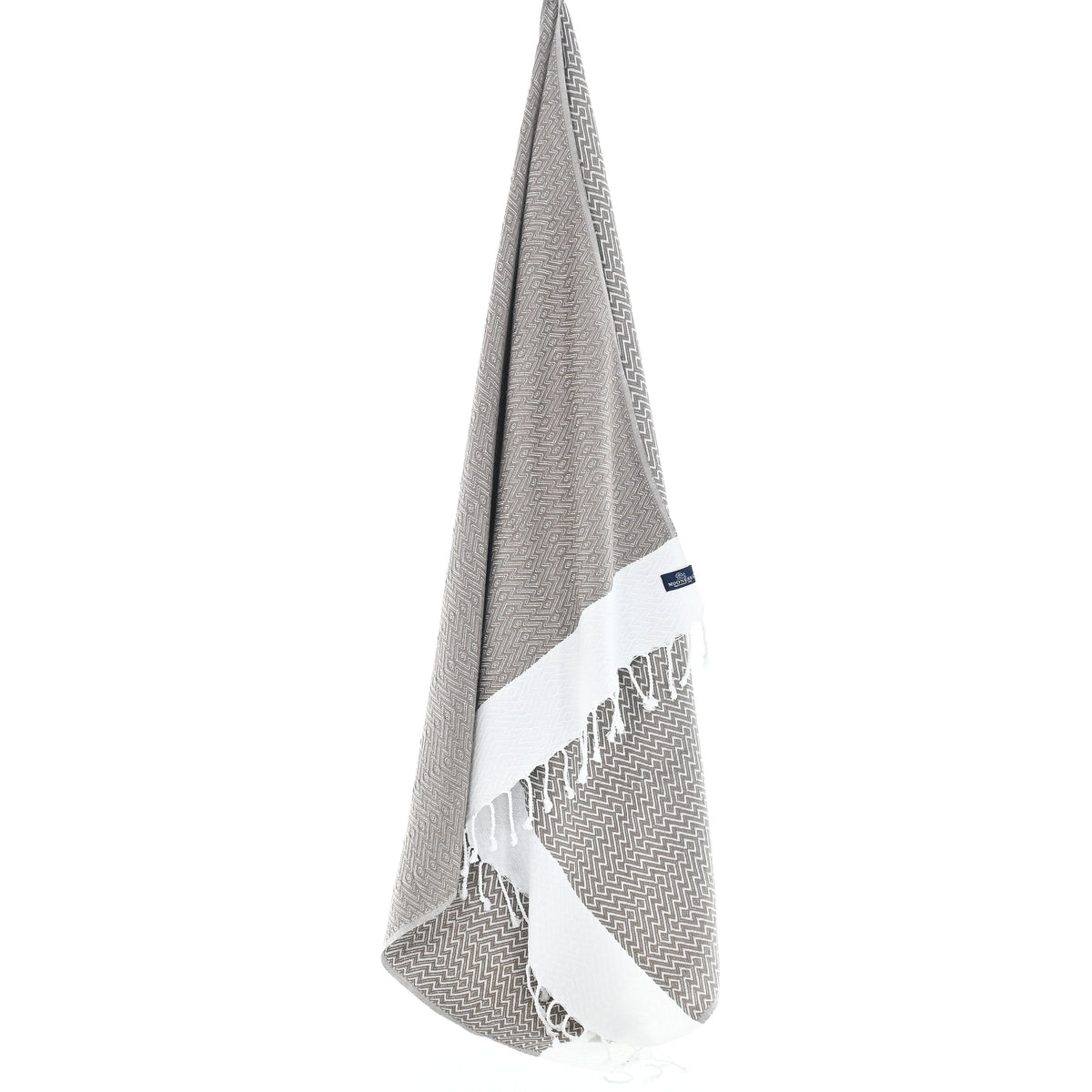 Turkish Towel, Beach Bath Towel, Moonessa Helsinki Series, Handwoven, Combed Natural Cotton, 350g, Mocha, hanging
