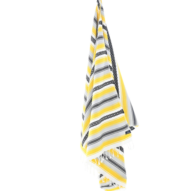 Turkish Towel, Beach Bath Towel, Moonessa Mexican Series, Handwoven, Combed Natural Cotton, 350g, Yellow, hanging