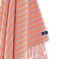 Turkish Towel, Beach Bath Towel, Moonessa Oxford Series, Handwoven, Combed Natural Cotton, 410g, Sweat Blue-Orange, hanging close-up