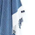 Turkish Towel, Beach Bath Towel, Moonessa Helsinki Series, Handwoven, Combed Natural Cotton, 350g, Navy, hanging close-up