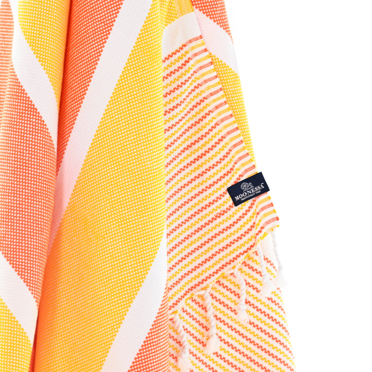 Turkish Towel, Beach Bath Towel, Moonessa Gold Coast Series, Handwoven, Combed Natural Cotton, 420g, Sunshine, hanging close-up