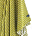 Turkish Towel, Beach Bath Towel, Moonessa Nairobi Series, Handwoven, Combed Natural Cotton, 470g, Khaki-Yellow, hanging close-up