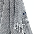Turkish Towel, Beach Bath Towel, Moonessa Nairobi Series, Handwoven, Combed Natural Cotton, 470g, Black-Grey, hanging close-up