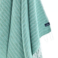 Turkish Towel, Beach Bath Towel, Moonessa Nairobi Series, Handwoven, Combed Natural Cotton, 470g, Teal-Mint, hanging close-up