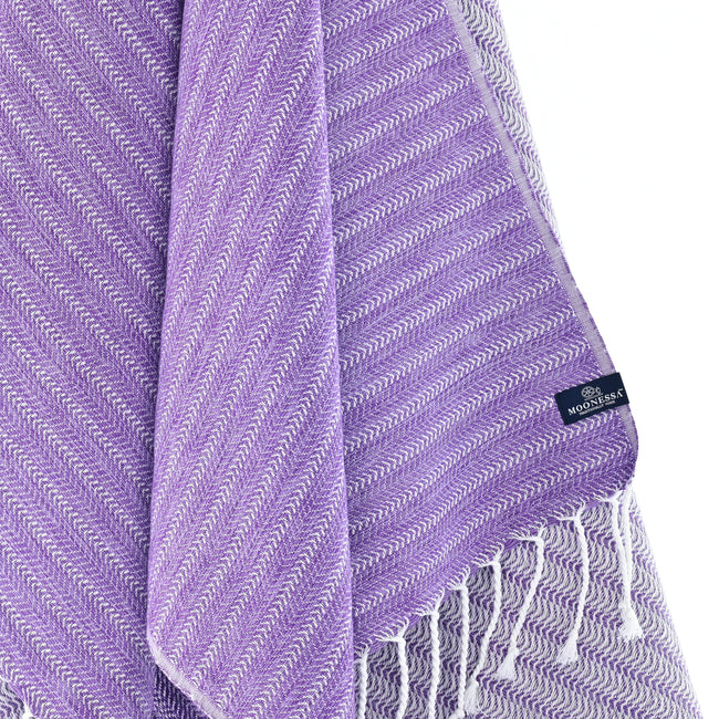 Turkish Towel, Beach Bath Towel, Moonessa Nairobi Series, Handwoven, Combed Natural Cotton, 470g, Purple-Lilac, hanging close-up