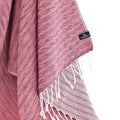 Turkish Towel, Beach Bath Towel, Moonessa Nairobi Series, Handwoven, Combed Natural Cotton, 470g, Rose Pink-Mauve, hanging close-up